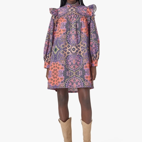 NWT Xirena Nyla Dress Black Opal Long Sleeve Ruffle